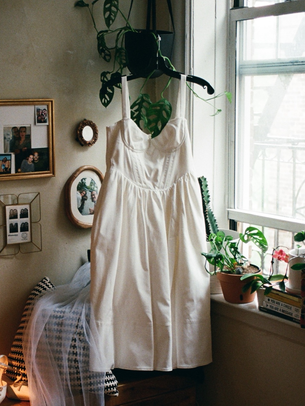 House of CB Strapless Cream Midi Dress